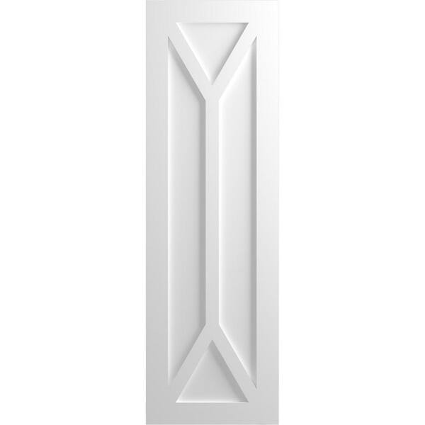 Ekena Millwork 15 in. x 70 in. PVC True Fit San Carlos Mission Style Fixed Mount Flat Panel Shutters Pair in Unfinished