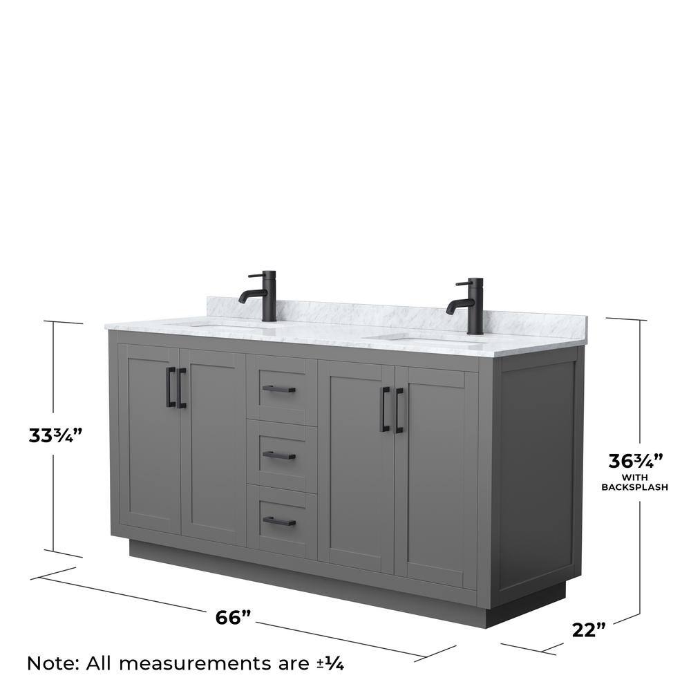 Miranda 66'' Dark Gray Double Bathroom Vanity with Marble Top