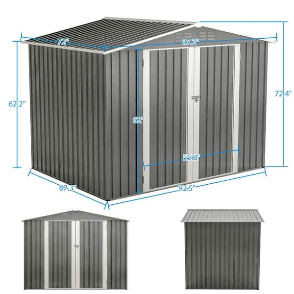 8 ft.W x 6 ft.D Outdoor Metal Shed, Tool House with Floor Frame