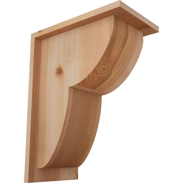Ekena Millwork 7-1/2 in. x 12 in. x 16 in. Western Red Cedar Crestline Smooth Corbel with Backplate