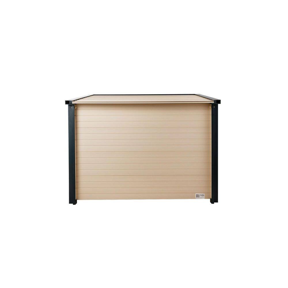 Medium Beige and Black Insulated Plastic Dog House with Raised Floor