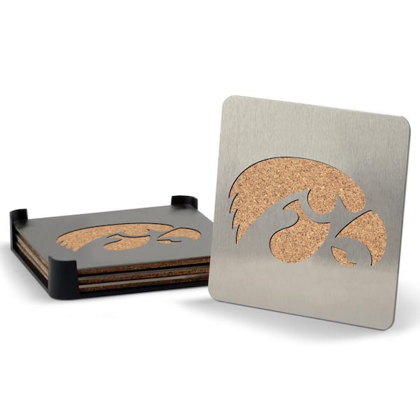 NCAA Iowa Hawkeyes Stainless Steel 4 in. Metallics Coasters (Set of 4)