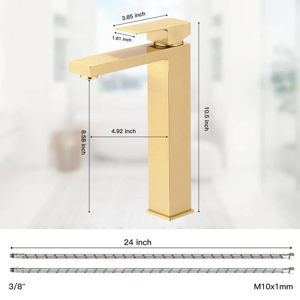 Brushed Gold Single Handle Vessel Sink Bathroom Faucet