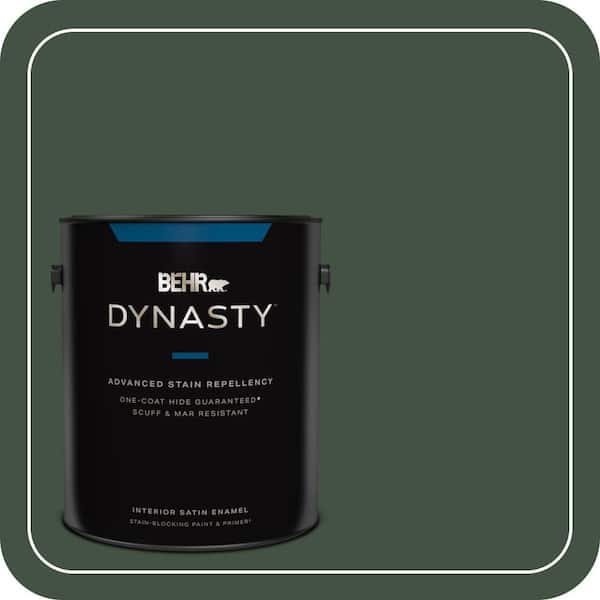 BEHR DYNASTY 1 gal. #ECC-48-3 Lush Grass Satin Enamel Interior Stain-Blocking Paint and Primer