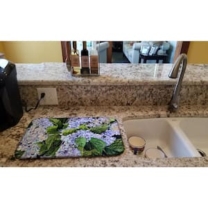 14 in. x 21 in. Multicolor Hydrangea Dish Drying Mat