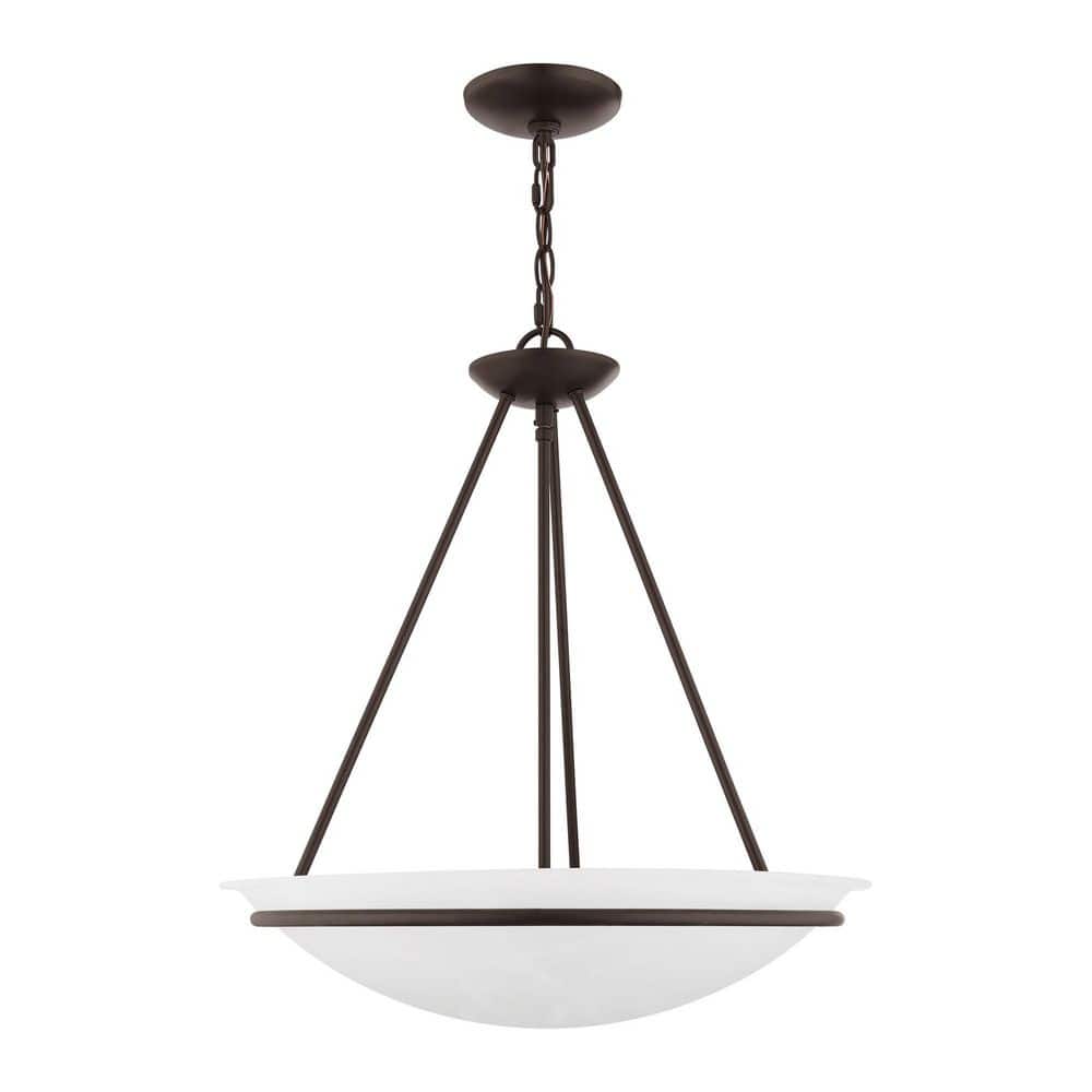 Newburgh 22" Bronze and White Alabaster Glass Bowl Pendant