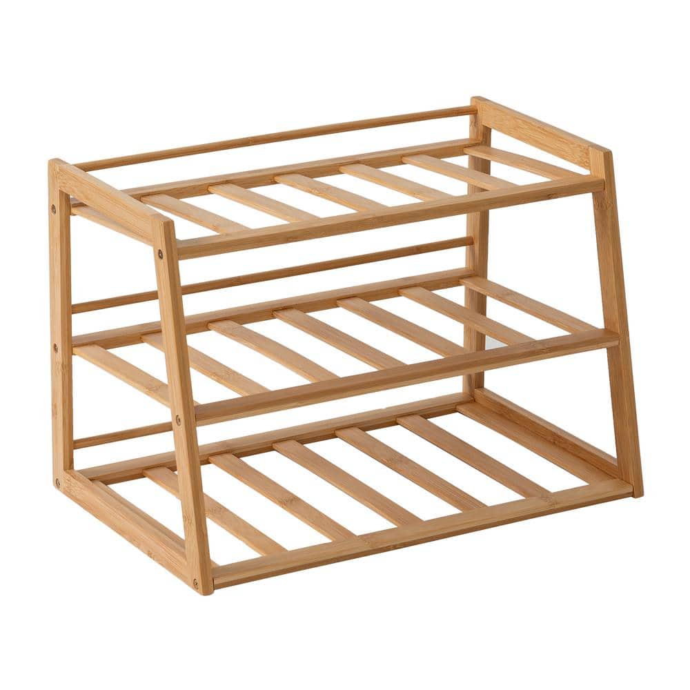 Natural Bamboo 3-Tier Water Bottle Organizer for Cabinet