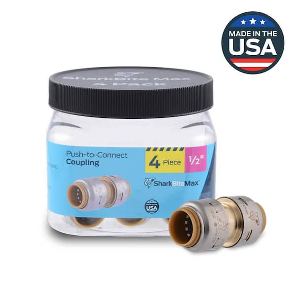 Max 1/2 in. Push-to-Connect Brass Coupling Fitting Pro Pack (4-Pack)