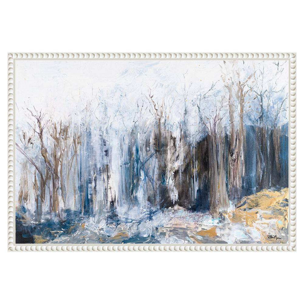 Serene Forest Landscape Beaded Framed Canvas Wall Art