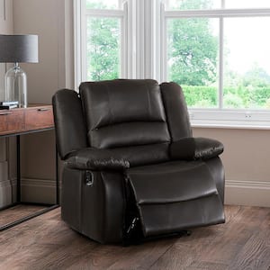 Polibi Modern Brown Wood-Framed PU Leather Adjustable Home Theater Push Back  Recliner with Thick Seat Cushion and Backrest RS-MWPAHR-BN - The Home Depot