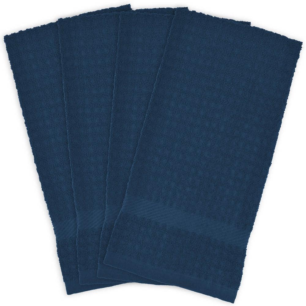 Zulay Kitchen Waffle Weave Dish Towel - 12x12 6 Pack Navy Blue 