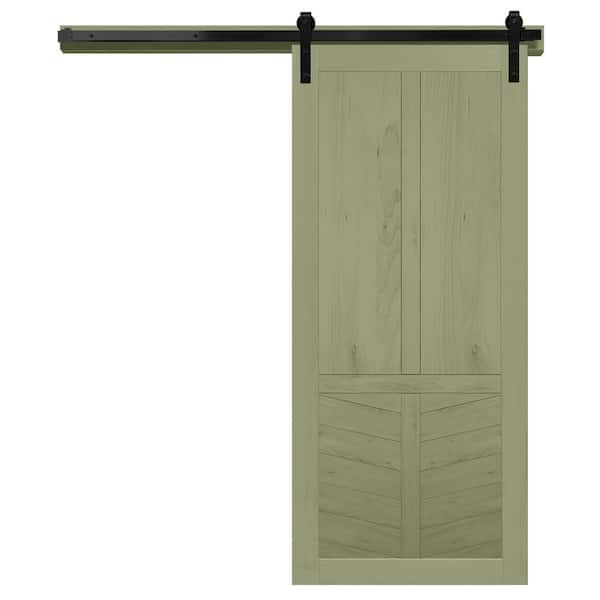 VeryCustom 36 in. x 84 in. The Robinhood Rain Tree Wood Sliding Barn Door with Hardware Kit in Black