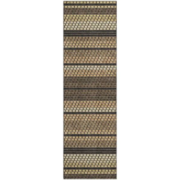 Mayfield Premium Machine Washable Abstract AMF2427 Gold 2 ft. x 7 ft. Runner Rug