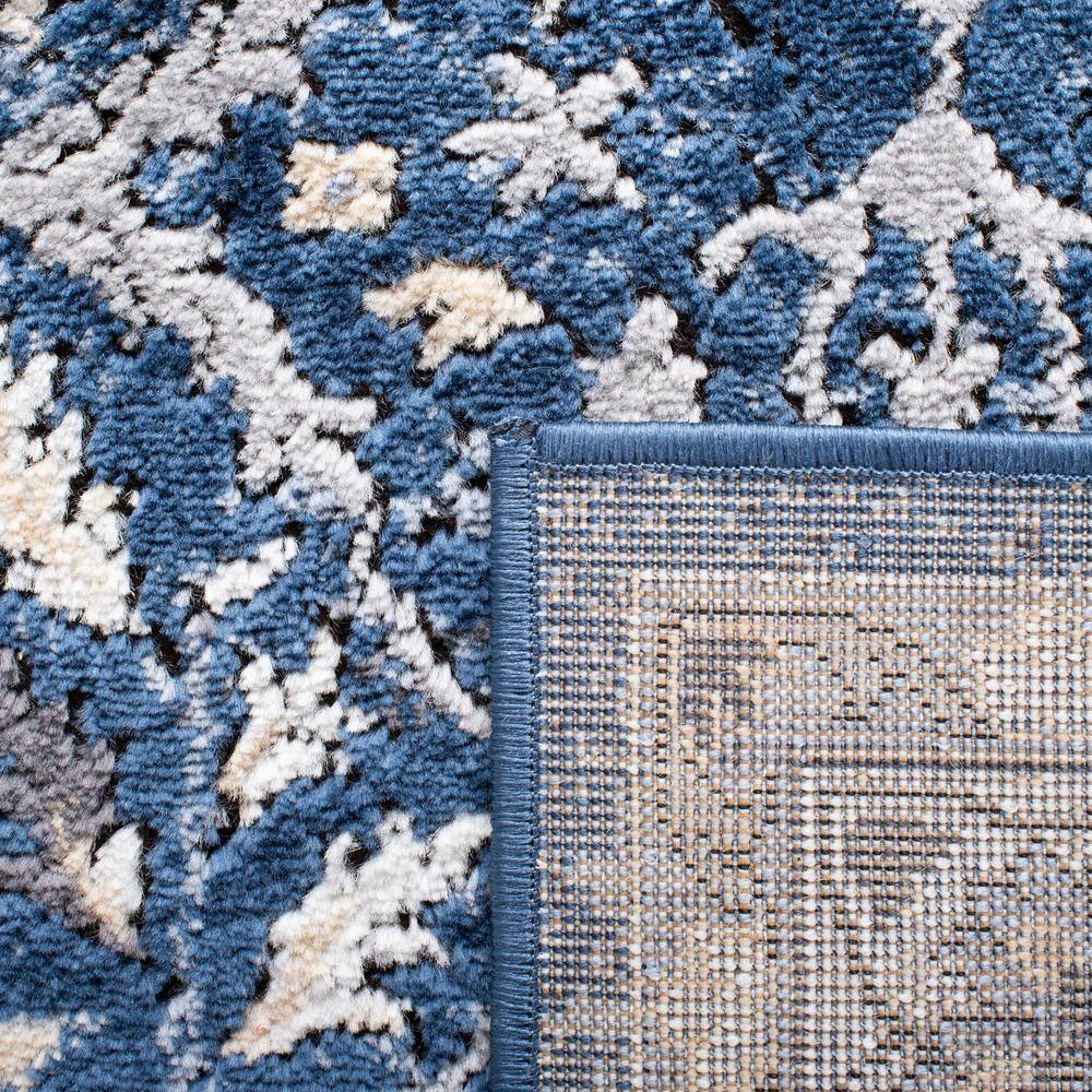 Navy and Ivory Floral Synthetic Area Rug, 8' x 10'