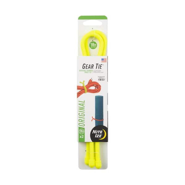 Nite Ize 18 in. Gear Tie in Neon Yellow (2-Pack)
