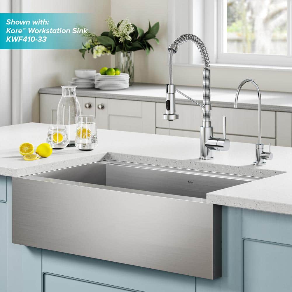 Chrome Commercial Style Pull-Down Kitchen Faucet with Drinking Water Dispenser