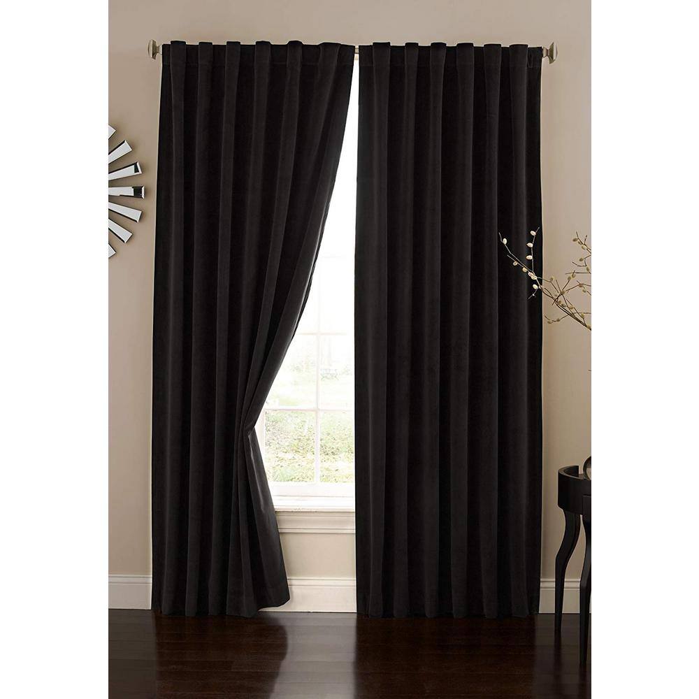 Absolute Zero Bradley Theater Black Solid Polyester 50 in. W x 95 in. L 100 Blackout Single Rod