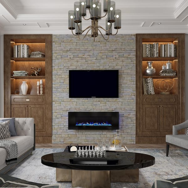 Boyel Living 50 in. Wall Mounted Infrared Electric Fireplace in Black with Multi-Color Flame and CSA Certification