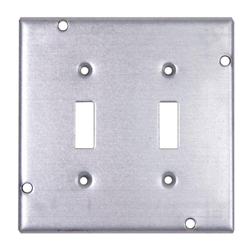 Steel City 2 Gang 4 11 16 In 1 2 In Deep Pre Galvanized Metal Square Box Surface Cover For 2 Toggle Switches Case Of 10 Rsl 5 The Home Depot