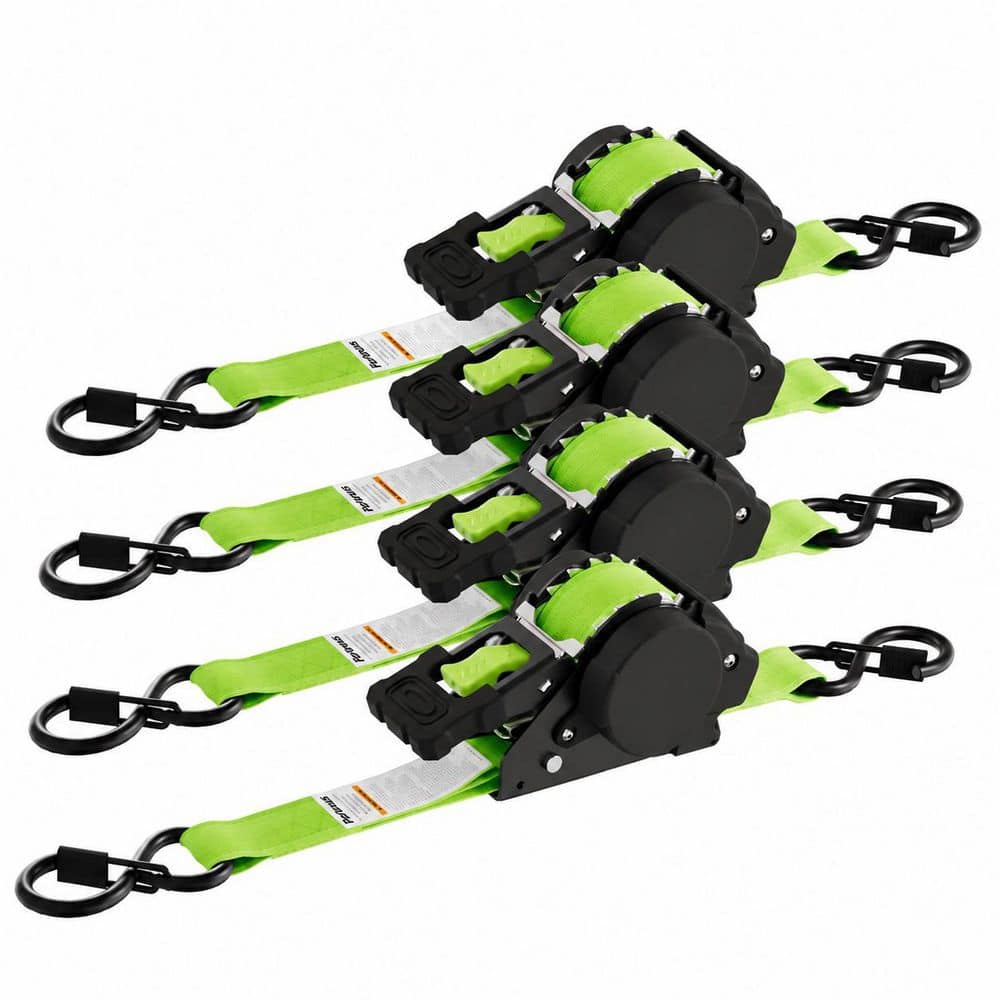 12 ft x 1 in Ratchet Fastener Automatic Retractable Ratchet Straps Heavy Duty Tie Downs Neon Green 4 Pack price history on PriceWatchPro