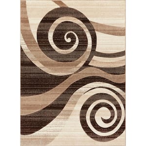 Ruby Whirlwind Brown 5 ft. x 7 ft. Modern Area Rug