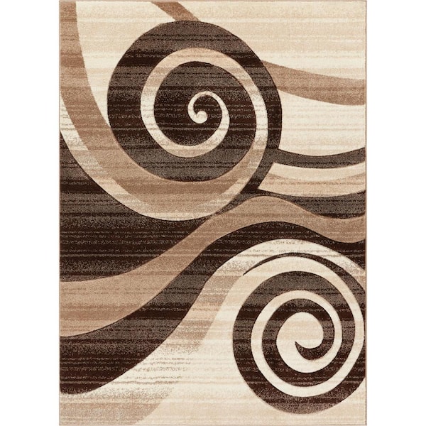 Well Woven Ruby Whirlwind Brown 5 ft. x 7 ft. Modern Area Rug