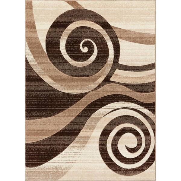 Well Woven Ruby Whirlwind Brown 7 ft. x 9 ft. Modern Area Rug