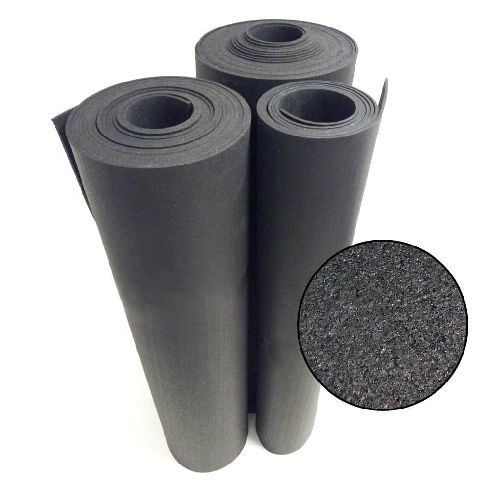 Rubber Cal Recycled Floor Mat, Black, 1/4-Inch x 4 x 5-Feet