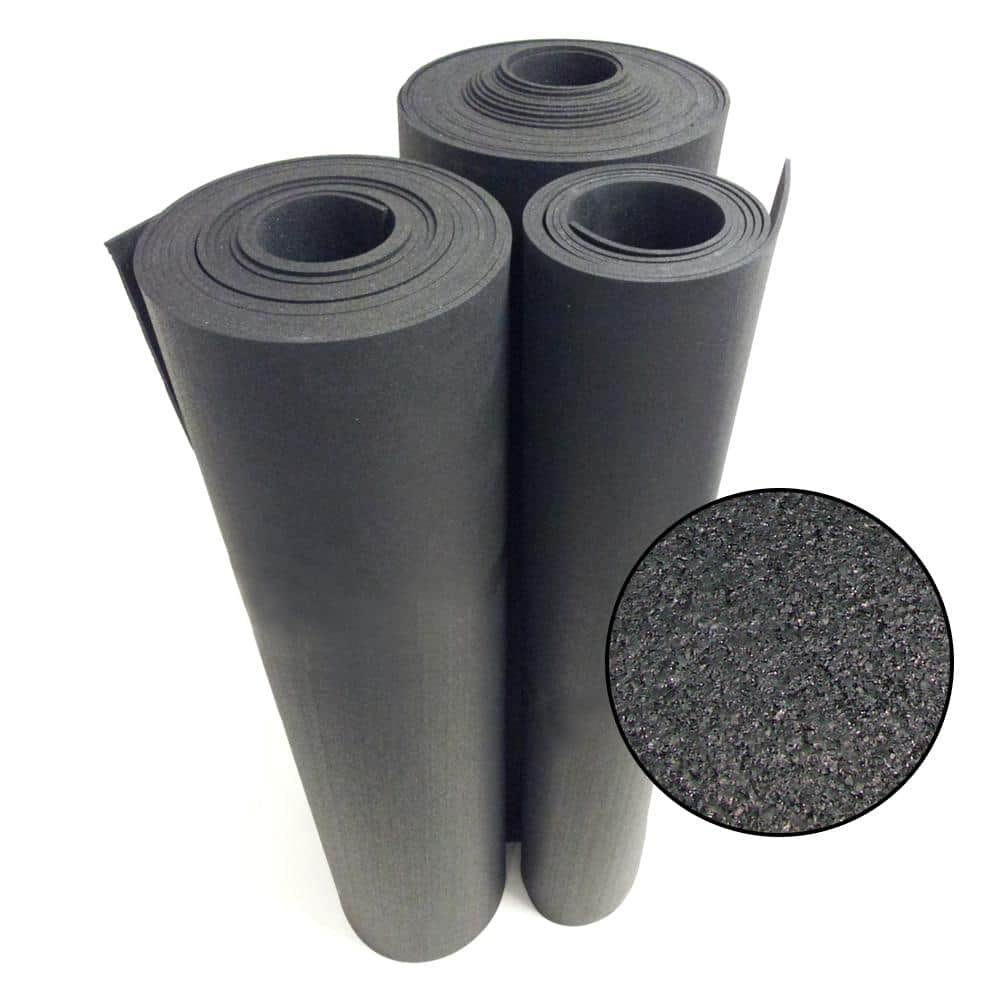 Rubber Cal Recycled Flooring 1 4 In T X 4 Ft W X 6 Ft L Black   Black Rubber Cal Garage Flooring Rolls 03 101 Wab 406 64 1000 