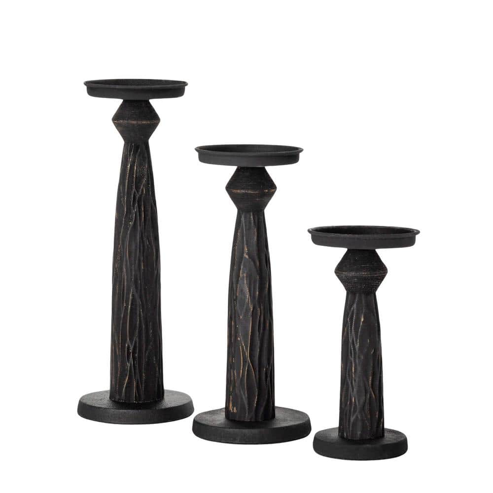 SULLIVANS 11.25 in., 9.25 in., and 7 in. Black Metal and Wood Grain