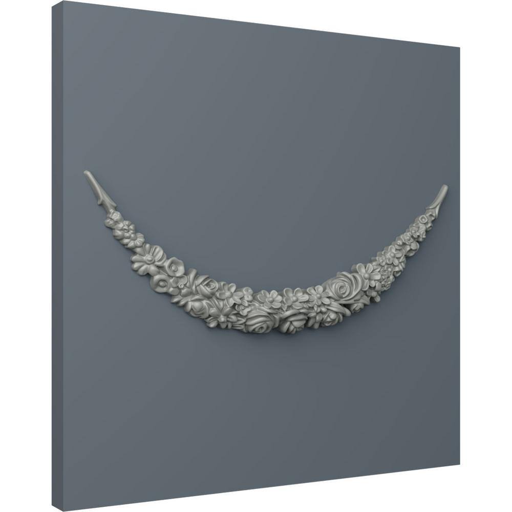 Primed Gray Polyurethane Floral Crown Applique