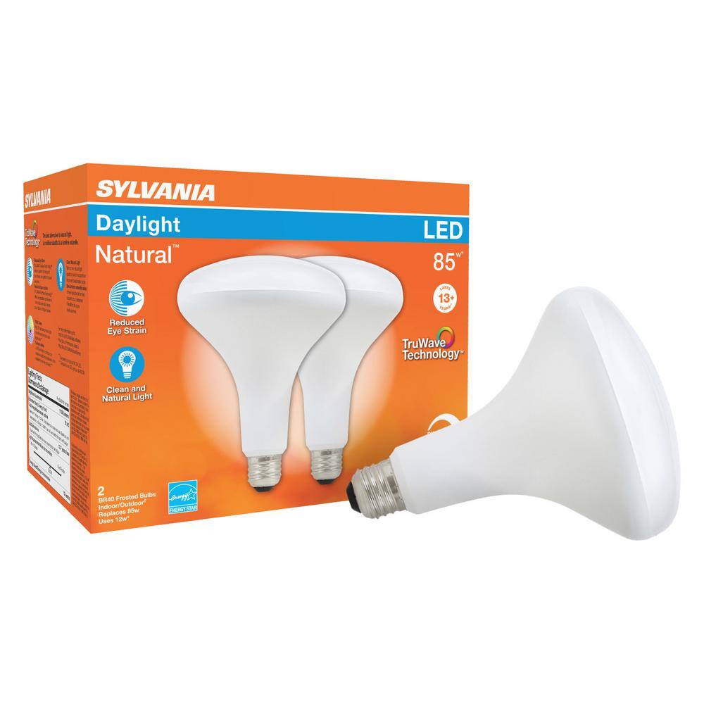 Sylvania Daylight Natural 85W Equivalent Frosted LED Floodlight Bulbs