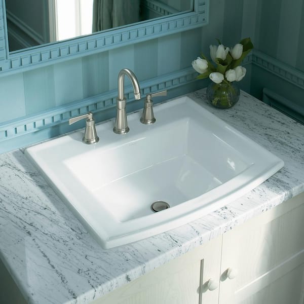 Archer Drop-In Vitreous China Bathroom Sink in White with Overflow Drain
