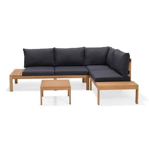Amazonia 3-Piece Wood Patio Conversation Set with Black Cushions