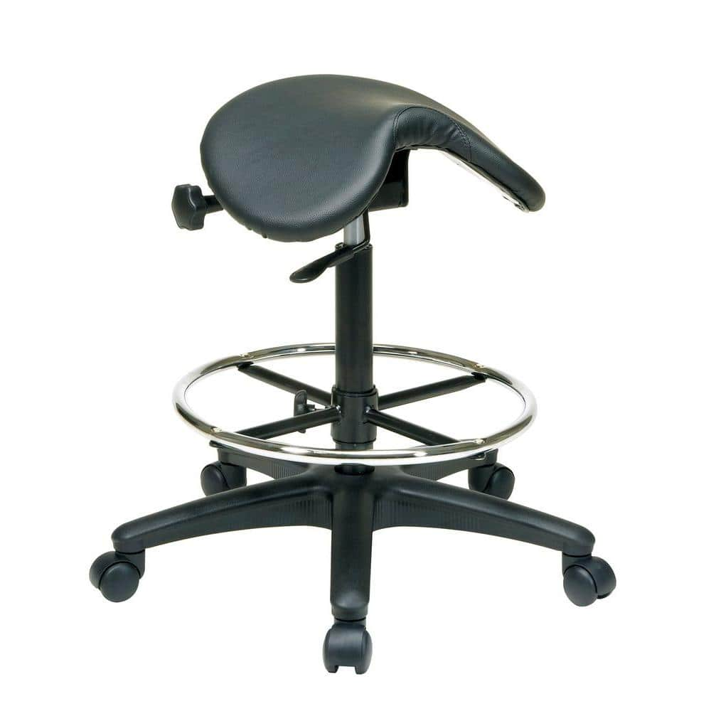 Black Rolling Stool Chair 25.5 x 21.5 x 32.75-37.75 : ST235V-3 - Work  Smart by Office Star Products