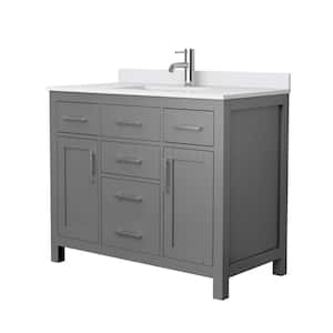 Beckett 42 in. W x 22 in. D Single Vanity in Dark Gray with Cultured Marble Vanity Top in White with White Basin