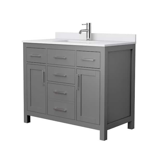 Wyndham Collection Beckett 42 in. W x 22 in. D Single Vanity in Dark Gray with Cultured Marble Vanity Top in White with White Basin