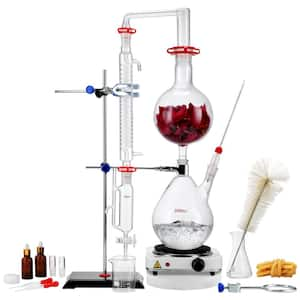 Essential Oil Distillation Kit, Distillation Apparatus, Glassware Distillation Kit with Heating Plate, 28-Pieces