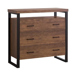 Rustic Amber Accent Cabinet with 3-Drawers