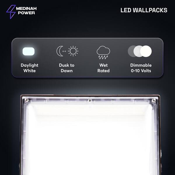 MEDINAH POWER 400-Watt Equivalent Integrated LED Outdoor Bronze