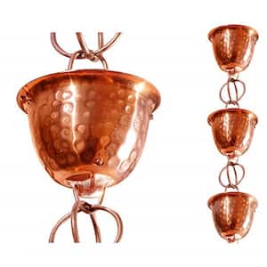 8.5 ft. L Pure Copper Hammered Cup Rain Chain with Ring