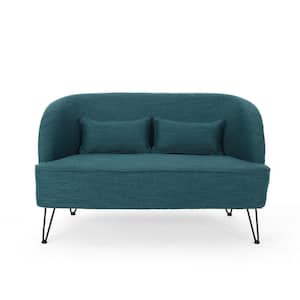 Nilton 49.5 in. Teal Solid Fabric 2-Seats Loveseats with Removable Covers