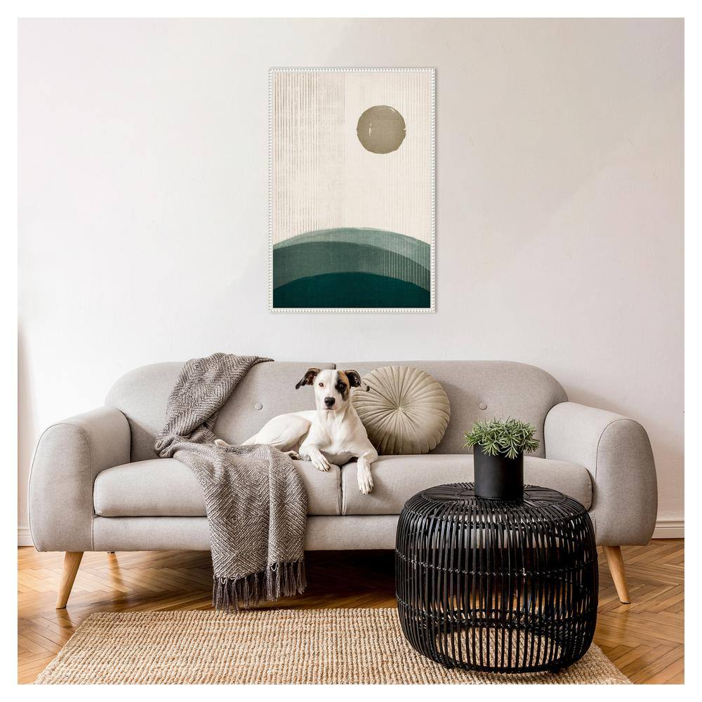 The Rusty Sun Abstract Canvas Art with White Floater Frame, 23 x 33 inches