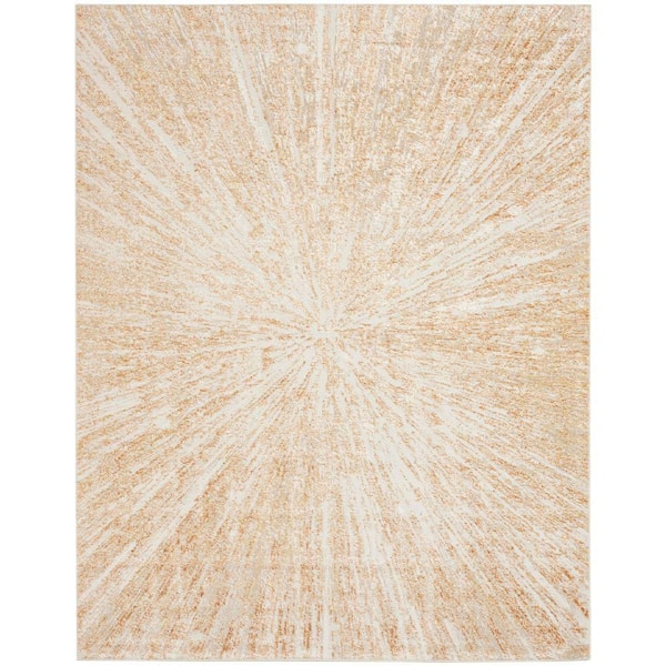 Ambiance Ivory Gold 8 ft. x 10 ft. Abstract Contemporary Area Rug