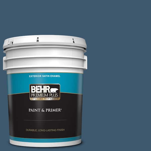 BEHR PREMIUM PLUS 5 gal. #BXC-24 Atlantic Tide Satin Enamel Exterior Paint & Primer