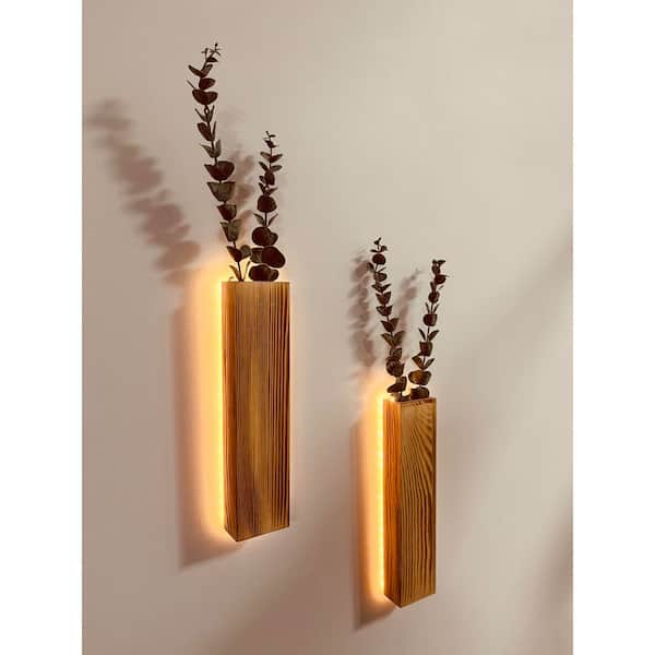 Angel Sar Fake Vines Wood Framed by Jane 1-Pack Illuminated Nature Wall Art 12 in. x 7 in.