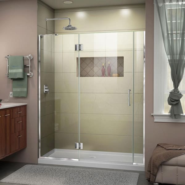 DreamLine Unidoor-X 56 in. x 72 in. Frameless Hinged Shower Door in Chrome