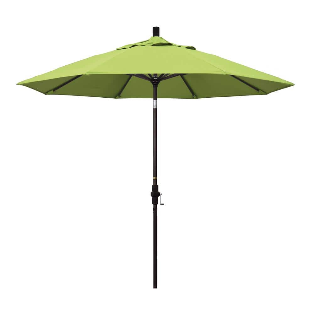 9 ft. Bronze Aluminum Market Collar Tilt Crank Lift Patio Umbrella in Parrot Sunbrella price history on PriceWatchPro