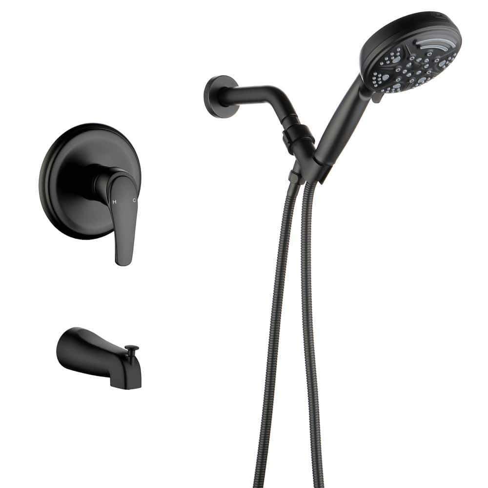 Single Handle Wall Mount 9-Spray Shower Faucet 2.4 GPM with Waterfall Tub Spout and 5 in. Handheld Sprayer in Black price history on PriceWatchPro