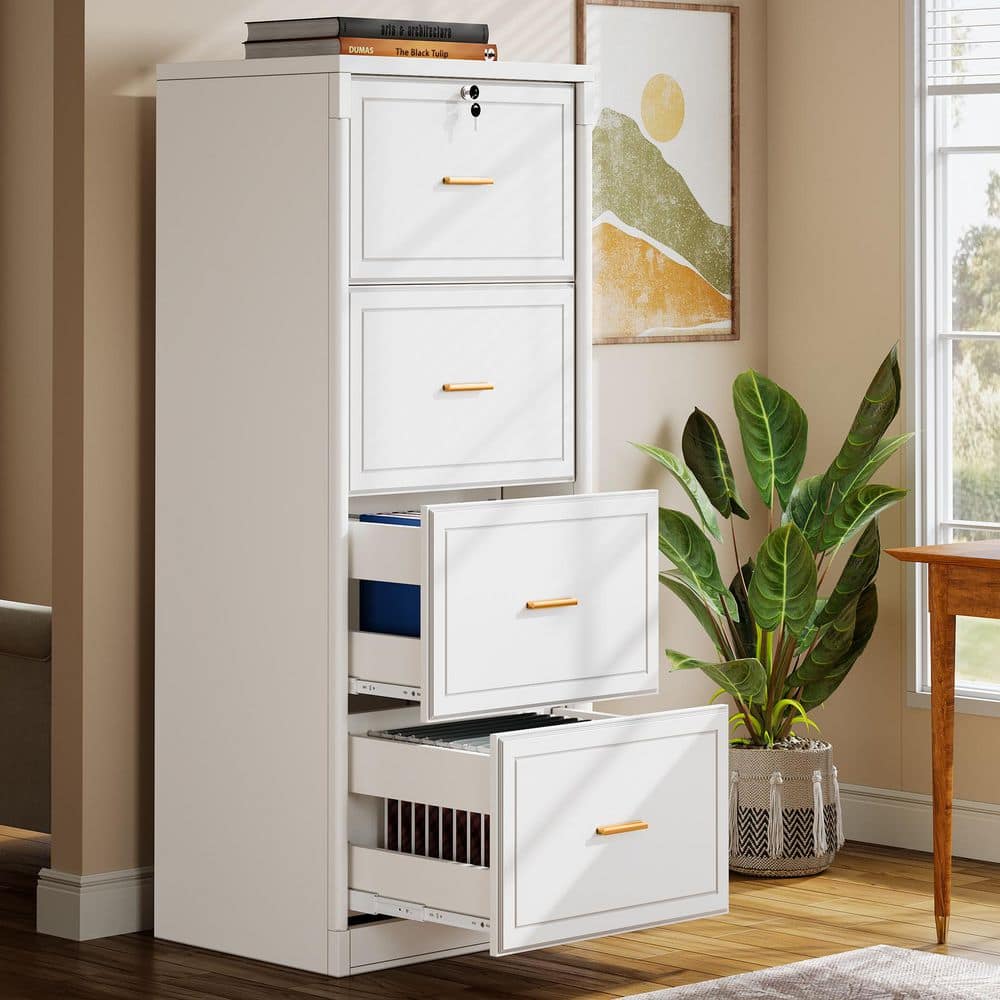 Cindy Tribesigns 4-Drawer White Wood 22.8 in. W Lateral Vertical File Cabinet Storage Home Office A4/Letter/Legal Size